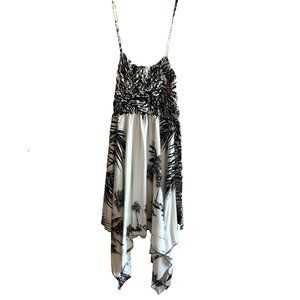 One Size Black and White Palm Tree Lightweight Summer Dress